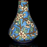 Longwy, glazed ceramic vase ‘Branch in bloom’, 20th century
