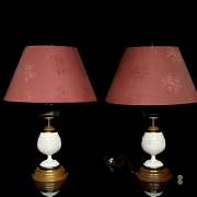 Levinton, Pareja de lámparas opalina, USA, s.XX - 6