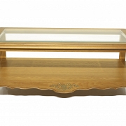 Rectangular oak table with glass