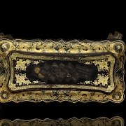 Chinese lacquered wooden game box, late 19th century
