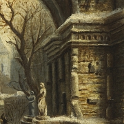 Virginie Viellard (19th-20th century) ‘Monks in the cloister in winter’