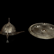 Khula Khud and Sipar helmet with gold and silver inlays. 19th century