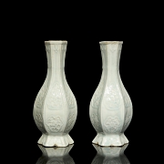 Pareja de jarrones de porcelana con vidriado Qingbai, estilo Song - 2