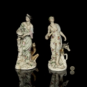 Pair of porcelain figures, ‘Asia and Europe’, 19th century