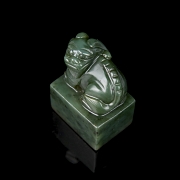 Green jade ‘Auspicious Beast’ seal, Qing dynasty