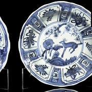 Pareja de platos, azul y blanco, S.XX - 3