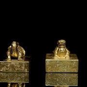 Pareja de sellos de bronce dorado, dinastía Qing