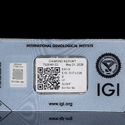 Diamante natural talla brillante, 0.51 ct, certificado IGI