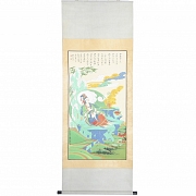 Pintura china “Guanyin de Agua y Luna”, con firma Zhang Daqian