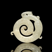 Carved white jade pendant “Dragon,” Han dynasty