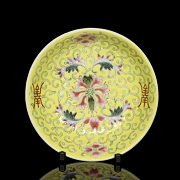 Tres platos de porcelana esmaltada