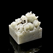 Gran sello de jade blanco 
