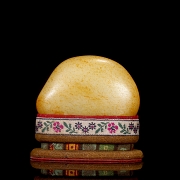 Roca de jade blanco tallado, dinastía Qing