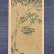 Pintura china “Bambú y mariposas”, con firma Yu Sheng - 3