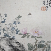Chinese painting “Flowers and Bee,” signed Ren Xun
