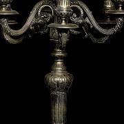 Pair of silver-plated metal candlesticks, 20th century