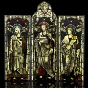 Shrigley and Hunt, leaded glass window ‘Christ with Apostles’, 19th-20th century