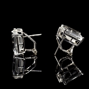 Pendientes en oro blanco de 18k, con aguamarina y diamantes