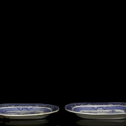 Pair of Willow Pattern trays, ‘Improved Stoneware’, 19th-20th century