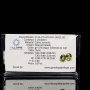 Pareja de zafiros amarillos naturales, 2,60 ct