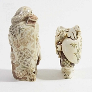 Dos figuras de marfil japones - 8