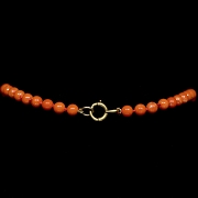 Red coral bead necklace