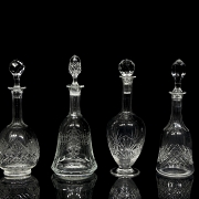 Cuatro licoreras en cristal tallado, s.XX