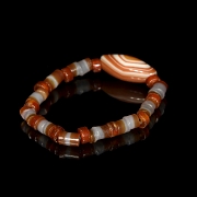 Antigua pulsera de cuentas y Dzi de ágata, dinastía Liao
