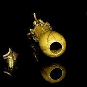 Calabaza de cerámica con pie de metal, s.XIX