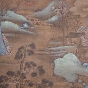Chinese painting ‘Houses Among the Mountains’, signed Lan Ying
