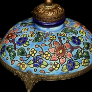 Longwy, bronze and glazed ceramic inkwell, 20th century