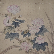 Chinese painting “Herons and peonies by the pond,” signed by Miao Jiahui