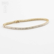 Pulsera riviére en oro amarillo de 18k y diamantes. - 8
