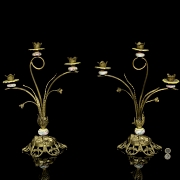 Candelabros de bronce y cerámica, segunda mitad s. XX