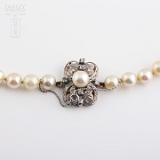 天然珍珠项链配钻石与18K黄金 - 4