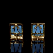 Pendientes con turquesa en oro amarillo de 18 k