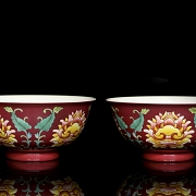 Pareja de bols de porcelana esmaltado