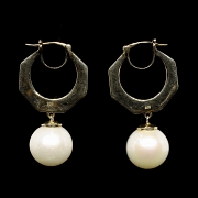Pareja de pendientes de plata dorada 925 con perlas cultivadas 