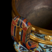 Gilded bronze incense burner with cloisonné enamel, Qing dynasty