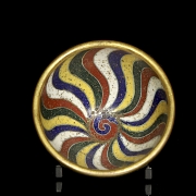 Small bronze cup‘Lotus’, with cloisonné enamel