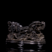 Roca en bruto de jade tallado, dinastía Qing