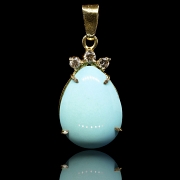 Colgante oro amarillo 18k con turquesa y brillantes