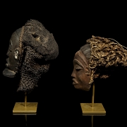Dos máscaras rituales, pueblos Chokwe/Luena, s.XX