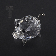 Juego de cuatro figuras en cristal de Swarovski, dos cerdos, hipopótamo y castor - 2