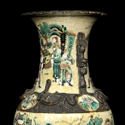 Jarrón de porcelana con guerreros, Nanjing, S.XX - 5