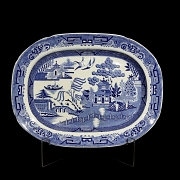 柳树纹托盘，石质瓷器，斯塔福德郡，十九世纪