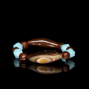 Pulsera de cuentas y Dzi de ágata Alashan, y amazonita, dinastía Liao