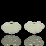 Pair of jade pendants, ‘Lotus and Bird,’ Qing dynasty