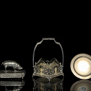 Set of three silver objects, 20th century