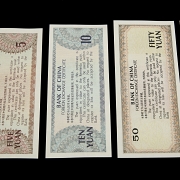 Seis Certificados de Cambio de Divisas del Banco de China, s.XX